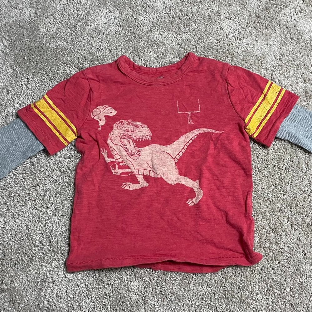 🏈🦕 Red Baby Gap Football Dinosaur Long Sleeve Shirt Size 3T 🦕🏈